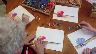 How to Draw Beach Umbrellas with Chalk Pastels [upl. by Ellinger]