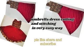 umbrella dress cutting and stitching in very easy wayone piece dress kaise cut kareumbrella gown [upl. by Sidra231]