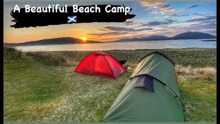 A WILD BEAUTIFUL BEACH CAMP  ISLE OF HARRIS  WHITE SAND BEACH [upl. by Dorcus]