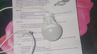 Belifal USB 5 Watt LED Bulb  Live Testing and Usages Hindi Live Video [upl. by Eirena]