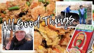 Delicious Blackstone Shrimp Fried Rice  Time For Chicks  All Good Things [upl. by Korey]