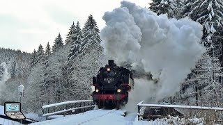 Weihnachtsdampf im Erzgebirge 🔹 Nostalgie auf der Schiene in bergiger Schneelandschaft [upl. by Akihsay9]