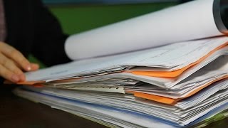 Businesswoman Deeds At Office Verifying Contract Corporate Document Hand Paper Stock Footage [upl. by Fillbert]