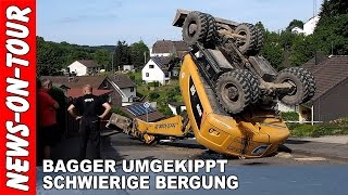 21052016  Gummersbach  Bagger umgekippt Bergung schwierig  Dieringhausen [upl. by Eruza907]