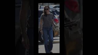 Jennifer Garner in YSL stripes and blue jeans at Brentwood Country Mart fashion ytshorts [upl. by Enelhtak740]