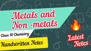 Metals and Non metals Class 10 Chemistry Chapter 3 Handwritten Notes  Class 10 Chemistry [upl. by Ahkeber]