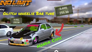 No Limit Drag Racing 2  56 Honda Civic Glitch Wheelie Bar Fastest Tune [upl. by Nwahsyar]