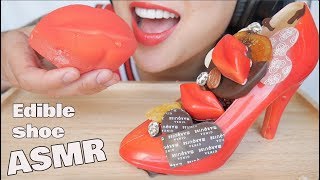 ASMR EDIBLE CHOCOLATE SHOE SATISFYING CHOCOLATE SNAP EATING SOUNDS NO TALKING  SASASMR [upl. by Oneg]