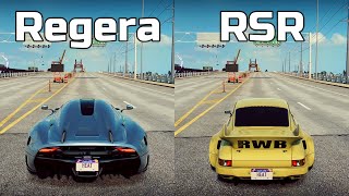 NFS Heat Koenigsegg Regera vs Porsche 911 Carrera RSR  Drag Race [upl. by Tyoh]