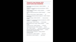 Texas All Lines Adjuster 2023 QUESTIONS AND ANSWERS [upl. by Nylrem710]