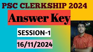 PSC CLERKSHIP 2024 Final Answer Key ENGLISH Sesseion 1 16th November viralvideo wbpsc [upl. by Geiss]