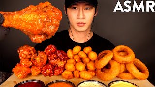 ASMR BUFFALO WINGS amp ONION RINGS  CHEESE CURDS MUKBANG No Talking EATING SOUNDS  Zach Choi ASMR [upl. by Bedad]