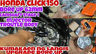 honda click150 bore up 62mm pitsbike stage1 camshaft troutle body 32mm injector 140cc [upl. by Herrle]