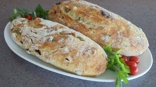 NoKnead Mediterranean Olive Bread Easy No Mixer No Yeast Proofing [upl. by Guglielmo]