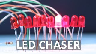 LED Chaser Circuit Using 4017 and 555 IC Breadboard Tutorial  Electronics [upl. by Geehan]