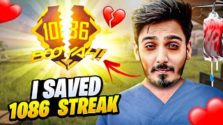 I Saved 1086 Winning Streak Of BIggest Youtuber 🧡 Garena Free Fire [upl. by Niobe]