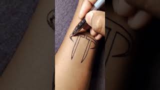 Simple and easy tutorial Tattoo Drawing with Marker draw graffitialphabet lettergraffiti foryou [upl. by Dewayne]