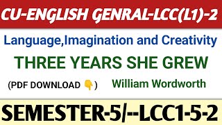 CU 5 th Semester LCC2 English Suggestion 2025  Three Years She GrewWilliam WordworthLCCL12 [upl. by Anitnas161]