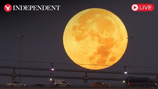 Live Supermoon rises behind Greeces ancient Temple of Poseidon [upl. by Neelyad]