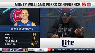 MONTY WILLIAMS postgame interview  Detroit Pistons vs Utah Jazz [upl. by Hanyaz]