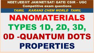 Tamil NANOMATERIAL size 1D 2D 3D 0D QUANTUM DOTS PROPERTIES QUANTUM CONFINEMENT Band gap color [upl. by Eserehs]