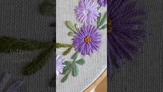 Stitching Aster flowers September Birth Month Flower handembroidery [upl. by Adnuahs]