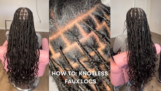 How to KNOTLESS Faux Locs  SUPER FLAT [upl. by Anaibib]