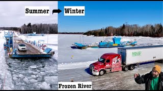 Driving Truck on Frozen River 😱  ICE ROAD TRUCKING in Canada [upl. by Pierette]