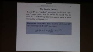 Lecture 1 part 3 Lattices and Hard Lattice Problems  Joseph H Silverman [upl. by Garv]