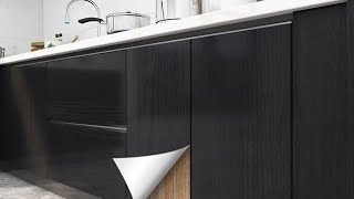 DIY Decorative Film Self Adhesive Wallpaper Wood Black PVC Vinyl Contact Paper For Kitchen Cabinets [upl. by Ransell]