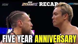 AEW Dynamite fiveyear anniversary recap Bryan Danielson vs Okada Will Ospreay vs Ricochet [upl. by Viradis]