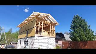 Twostorey tiny house build Second storey exterior wall sheathing with OSB [upl. by Ydnarb]