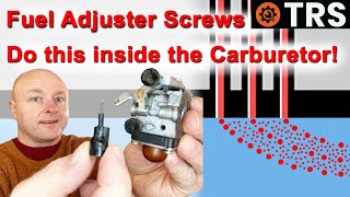 CHAINSAW CARBURETOR FUEL SCREW SETTINGS do this Inside Carb  FASCINATING [upl. by Gnemgnok566]