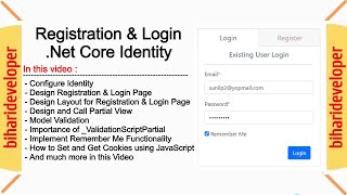 MVC Login and Registration with Identity  Identity Customization  NET Core 6 biharideveloper [upl. by Cohlier]