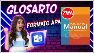 👩‍🎓Como hacer un Glosario en Word Formato APA [upl. by Ennad]