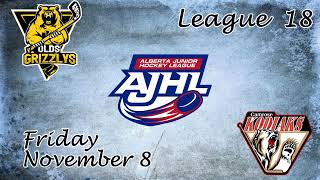 Kodiaks Hilites Gm 18 Olds Grizzlys  Camrose Kodiaks November 8 [upl. by Marni]