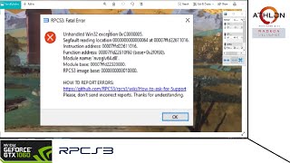 FIX rpcs3 FATAL ERROR Unhandled Win32 exception 0xC0000005 Dragon Ball Z Battle of Z [upl. by Eivla215]