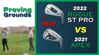 Can the new Callaway Rogue ST Pro irons outperform Apex irons  Proving Ground ClubTest 2022 [upl. by Elatsyrk]