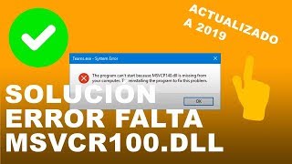 ✅ SOLUCIÓN Falta MSVCR100dll en el equipo en Windows 10 7 y 8 FUNCIONA 100  2019 [upl. by Devi461]