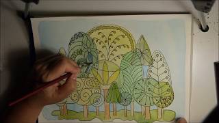 Whimsical Trees in Ink and Watercolors Speed Drawing [upl. by Cristal]