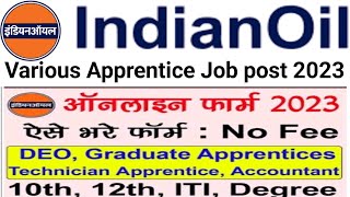 IOCL apprentice 2023 online apply 12ITIDiplomaBABComBSc  iocl recruitment salary syallabus [upl. by Edlihtam]