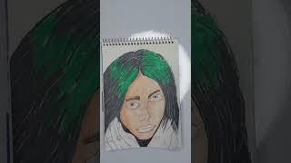 art drawing markers draw sketch draw billie eilish 💚 pls sub [upl. by Fari224]