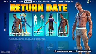 Travis Scott Skin RETURN RELEASE DATE ITEM SHOP in Fortnite Chapter 5 [upl. by Anaele]