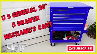 U S General 30quot 5 Drawer Mechanics Cart set up  Harbor Freight Tool Cart Assembly [upl. by Buyer]