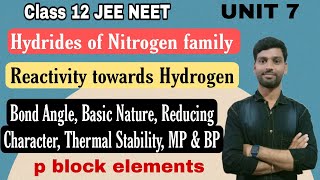 ।Reactivity towards Hydrogen of Grp15 element।Hydrides of Nitrogen family।p block elements।Class 12। [upl. by Rock55]