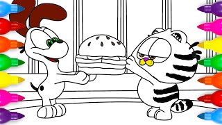 The Garfield Movie Baby Odie and Garfield Hamburger Coloring Pages [upl. by Daukas]