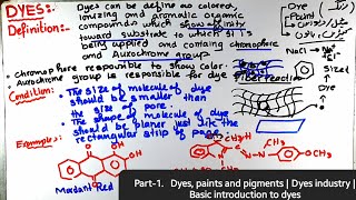 Part1 Dyes paints and pigments  Dyes industry  Basic introduction to dyes [upl. by Zenobia796]