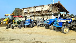 Jcb 3dx Backhoe Machine Tractor Stuck in Mud Sonalika Sikandar Swaraj 744 Eicher 551 Tractor [upl. by Ioved]