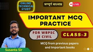 Important MCQ practice  WBPSC JE Civil  Class3 [upl. by Paquito]