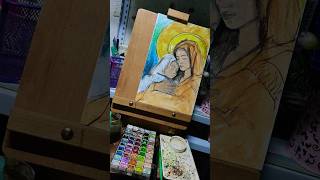 starting a new painting of my version of Mother and Child  Himi Gouache on canvas [upl. by Nnaycart]